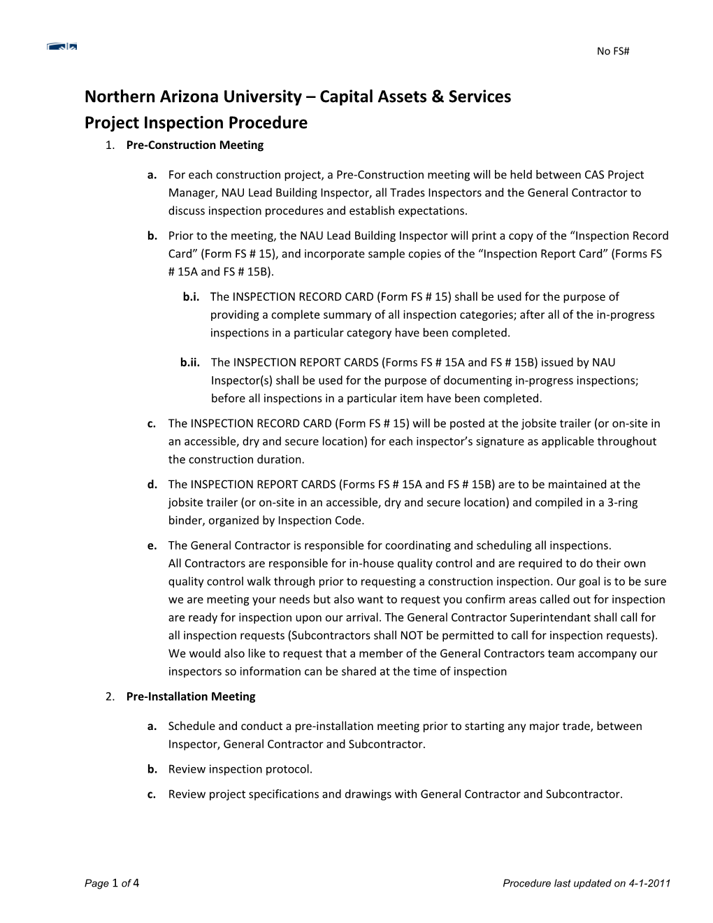 Northern Arizona University Capital Assets & Services