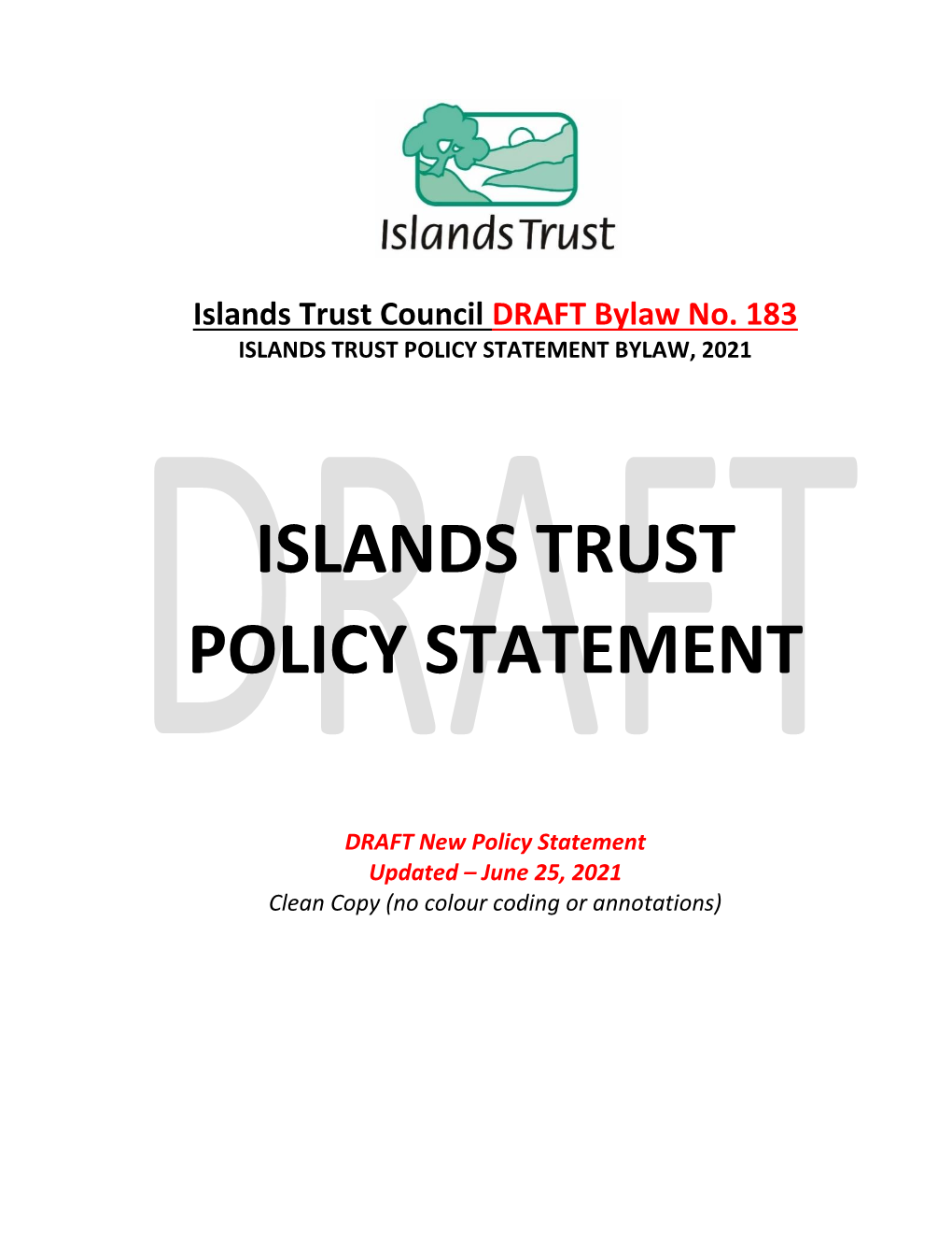 Islands Trust Policy Statement Bylaw, 2021