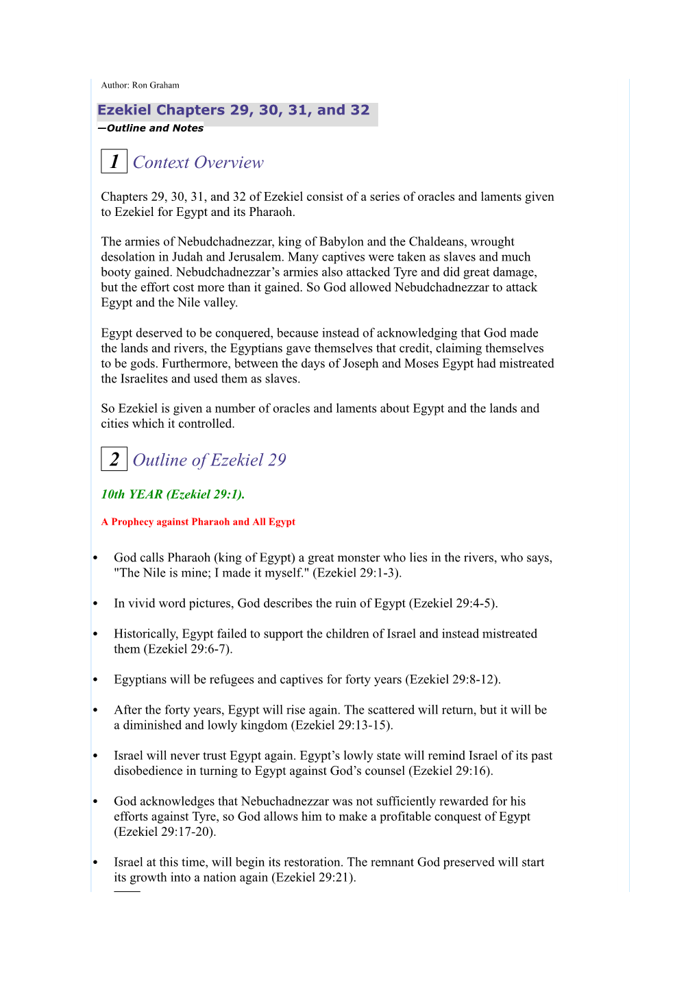 1 Context Overview 2 Outline of Ezekiel 29