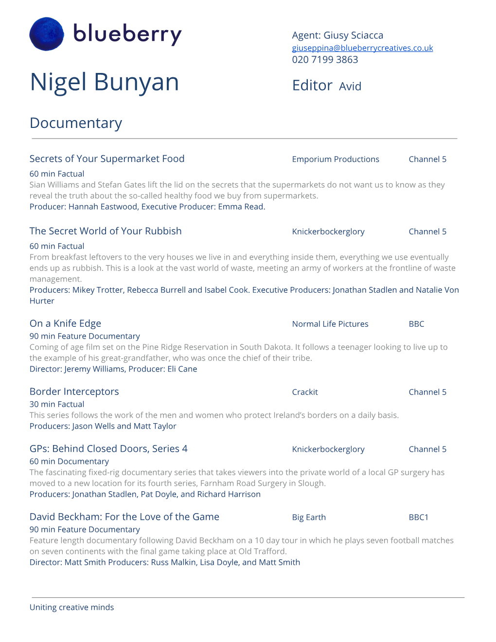 Nigel Bunyan Editor​ A​ Vid