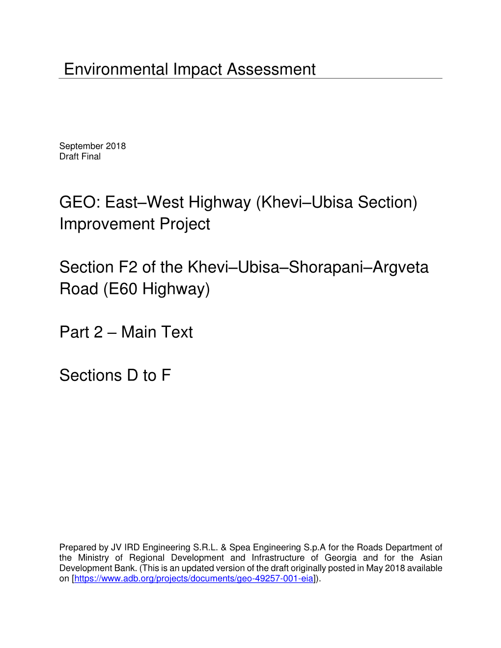 49257-001: East–West Highway (Khevi–Ubisa Section