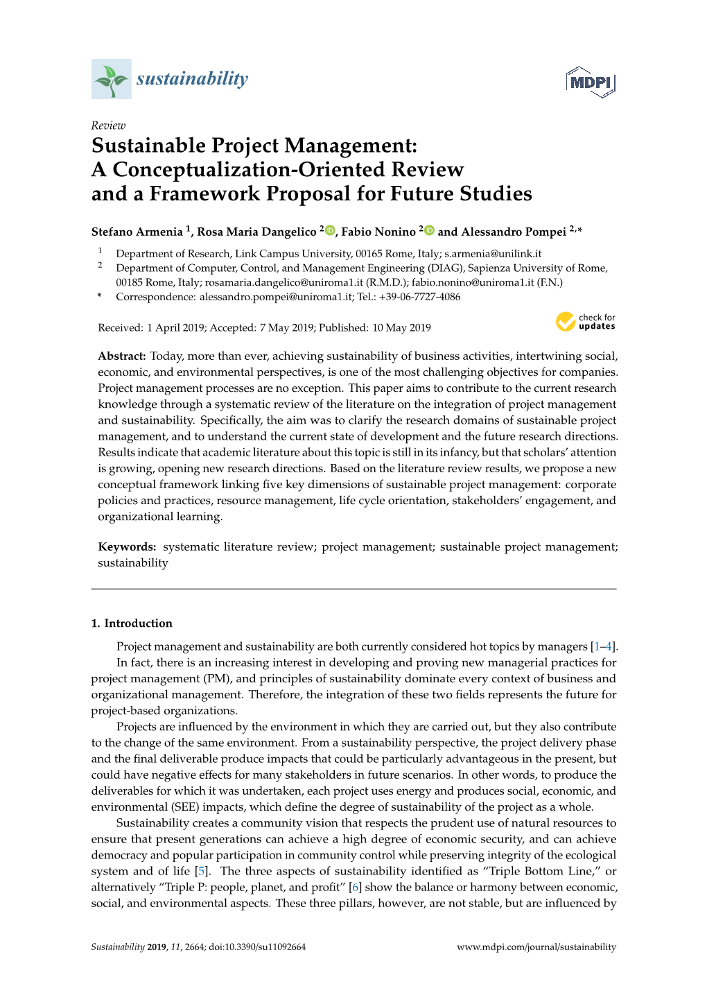 Sustainable Project Management: a Conceptualization-Oriented Review and a Framework Proposal for Future Studies