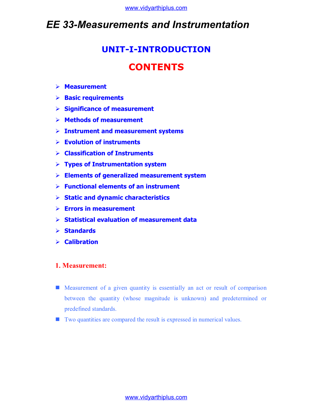 EE 33-Measurements and Instrumentation