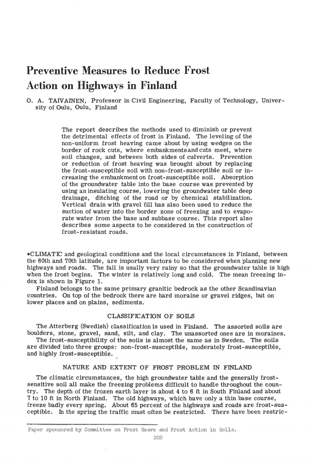 Preventive Measures to Reduce Frost Action on Highways in Finland 0