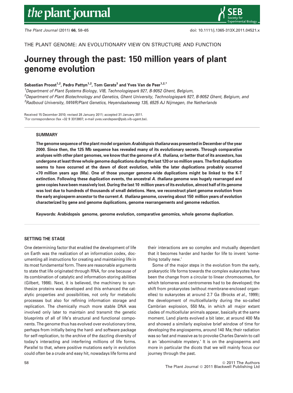 150 Million Years of Plant Genome Evolution