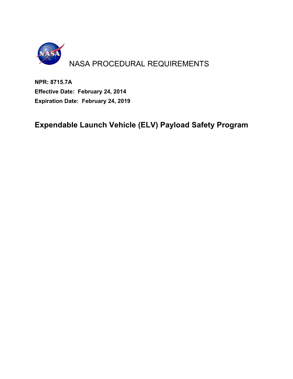 NASA Procedural Requirements