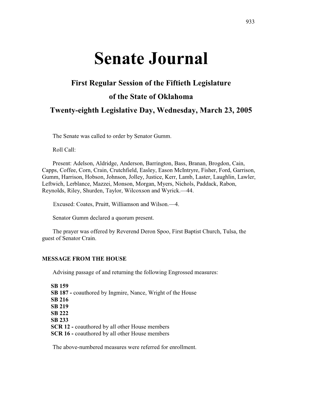 Senate Journal Mar 23, 2005