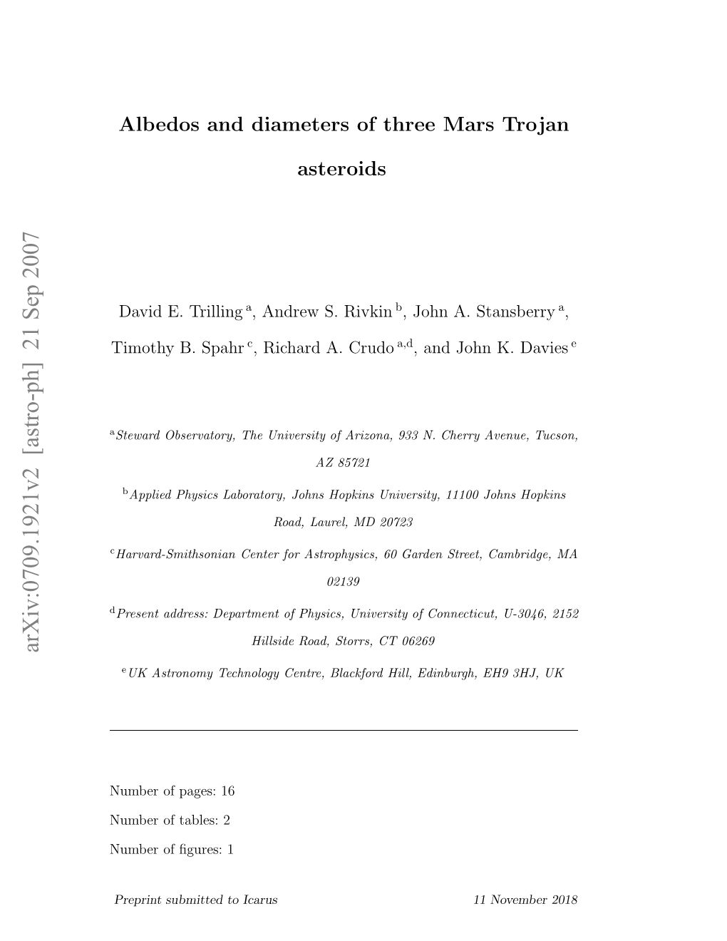 Albedos and Diameters of Three Mars Trojan Asteroids