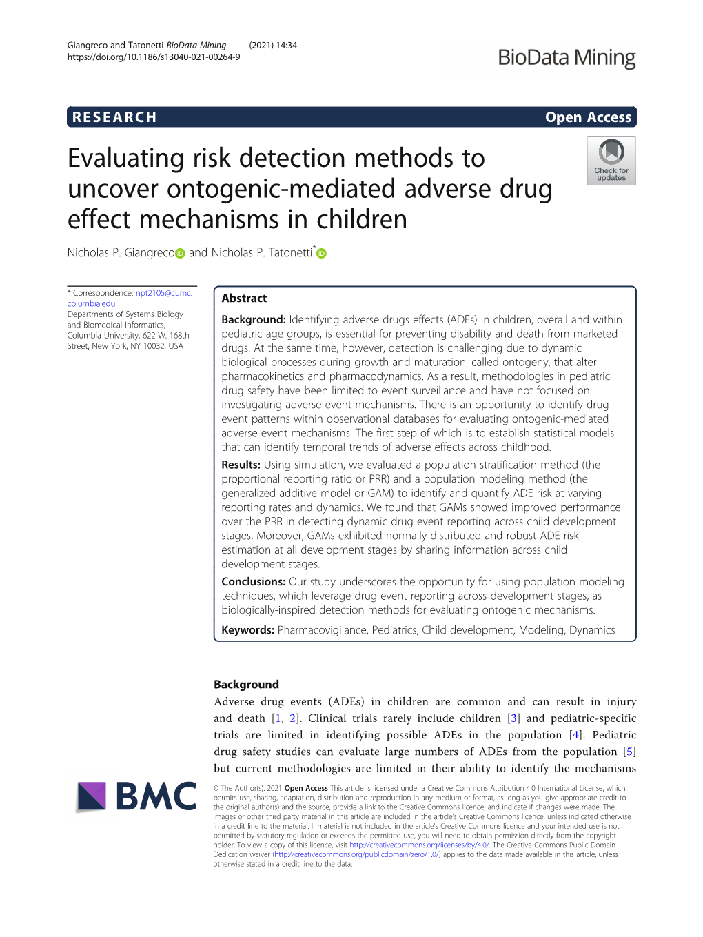 Evaluating Risk Detection Methods to Uncover Ontogenic-Mediated Adverse Drug Effect Mechanisms in Children Nicholas P