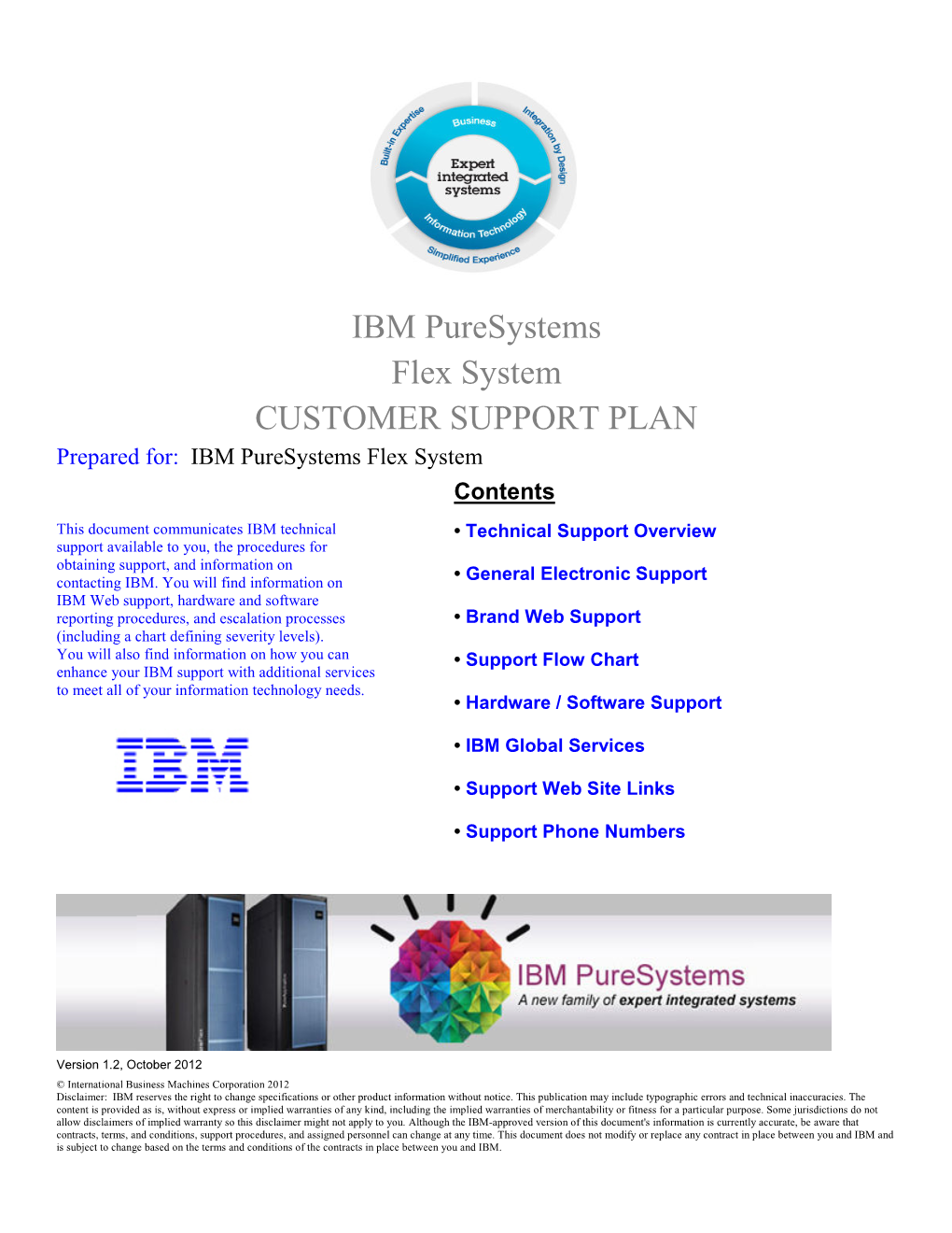 IBM Puresystems Flex System CUSTOMER SUPPORT PLAN