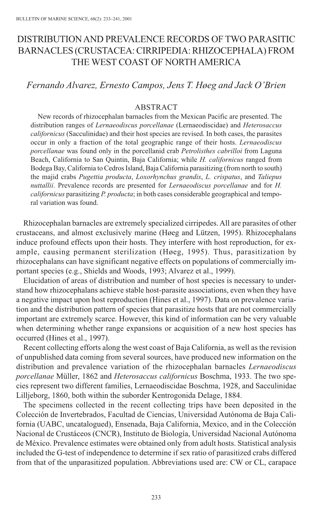 Crustacea: Cirripedia: Rhizocephala) from the West Coast of North America