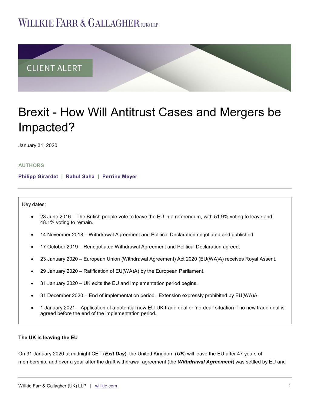 Brexit - How Will Antitrust Cases and Mergers Be Impacted?