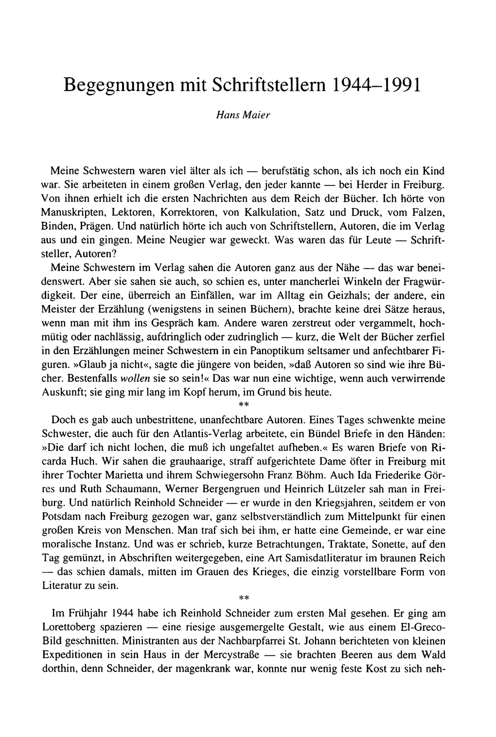 Begegnungen Mit Schriftstellern 1944-1991