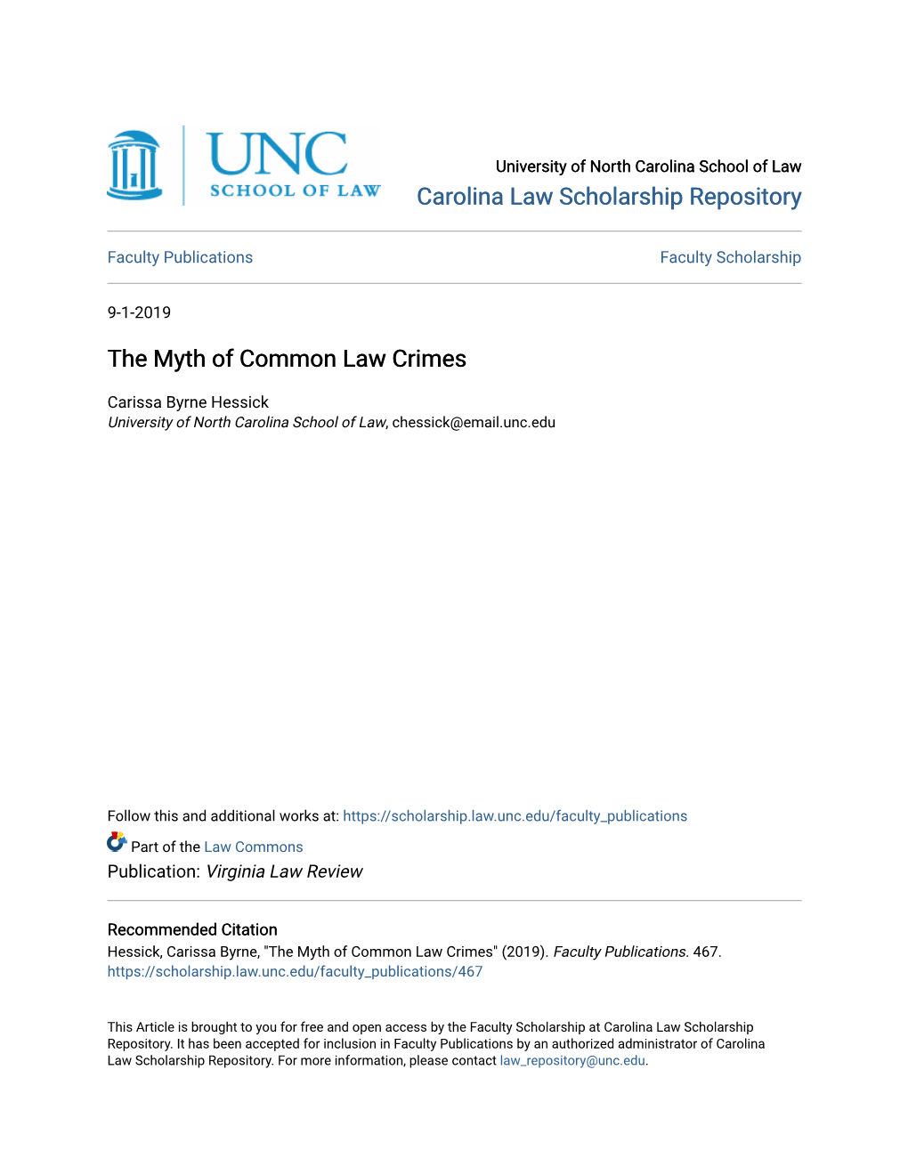 The Myth of Common Law Crimes