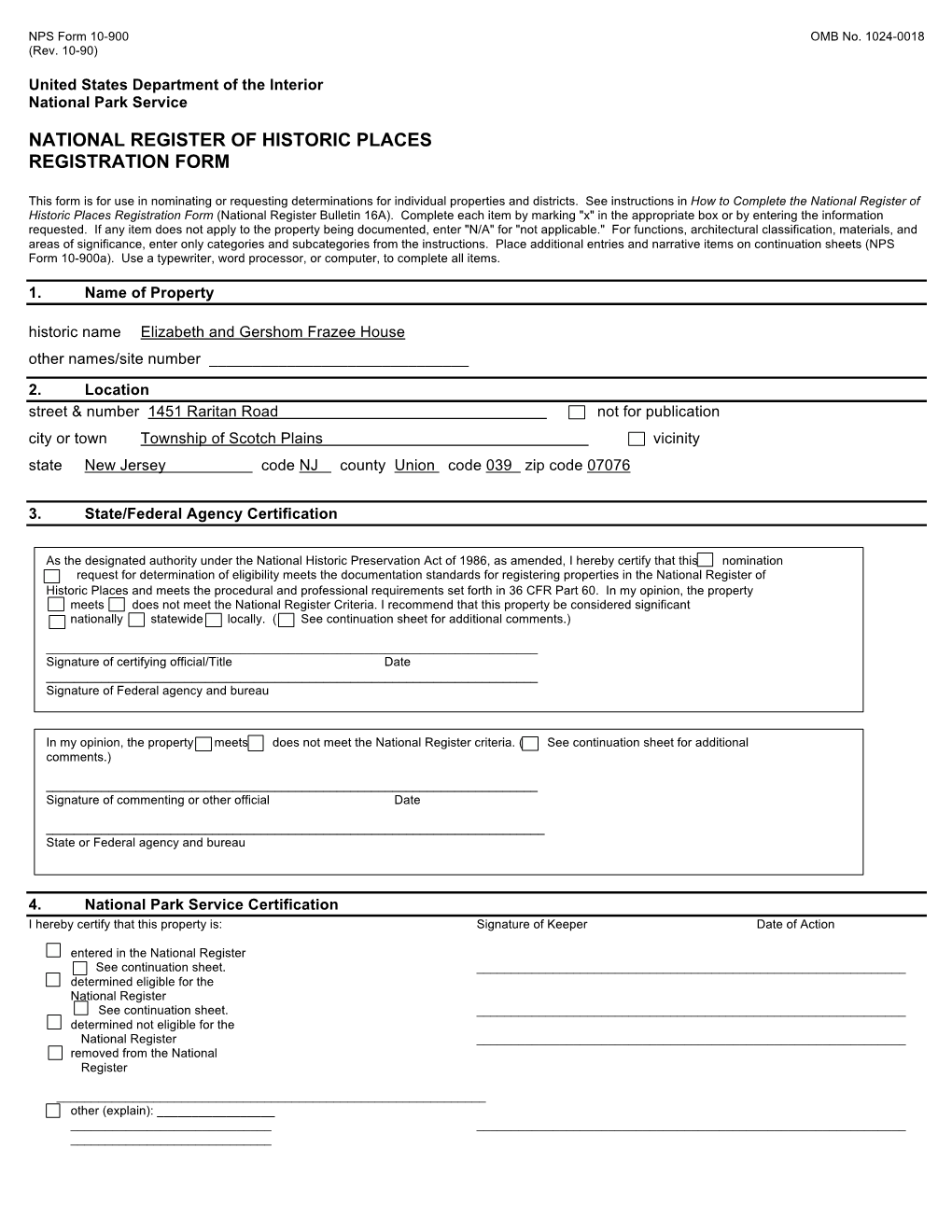 National Register of Historic Places Registration Form