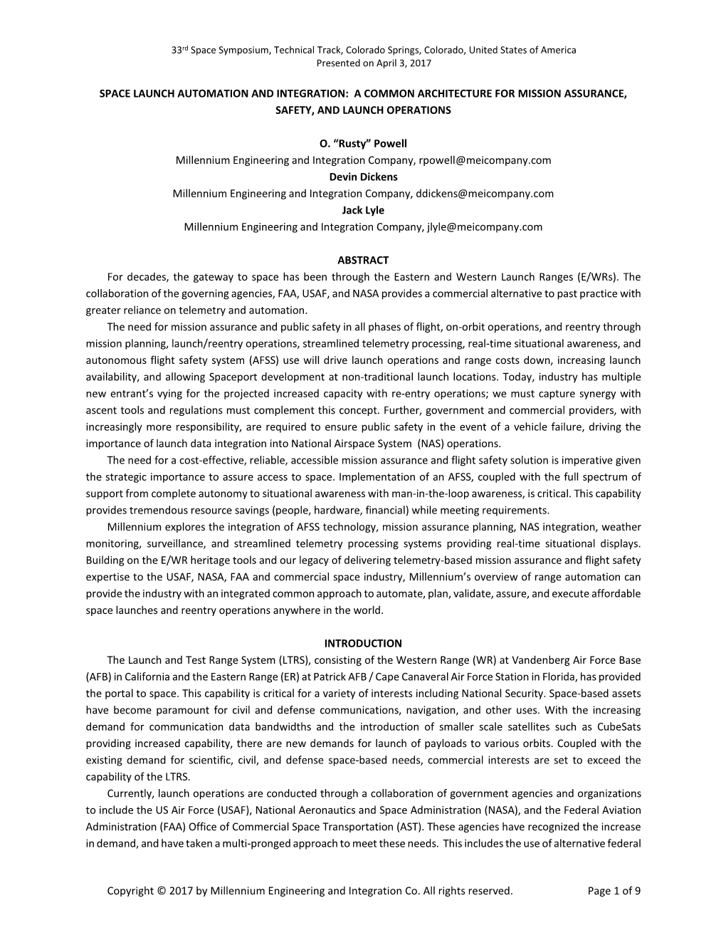 Space Launch Automation and Integration: a Common Architecture for Mission Assurance, Safety, and Launch Operations