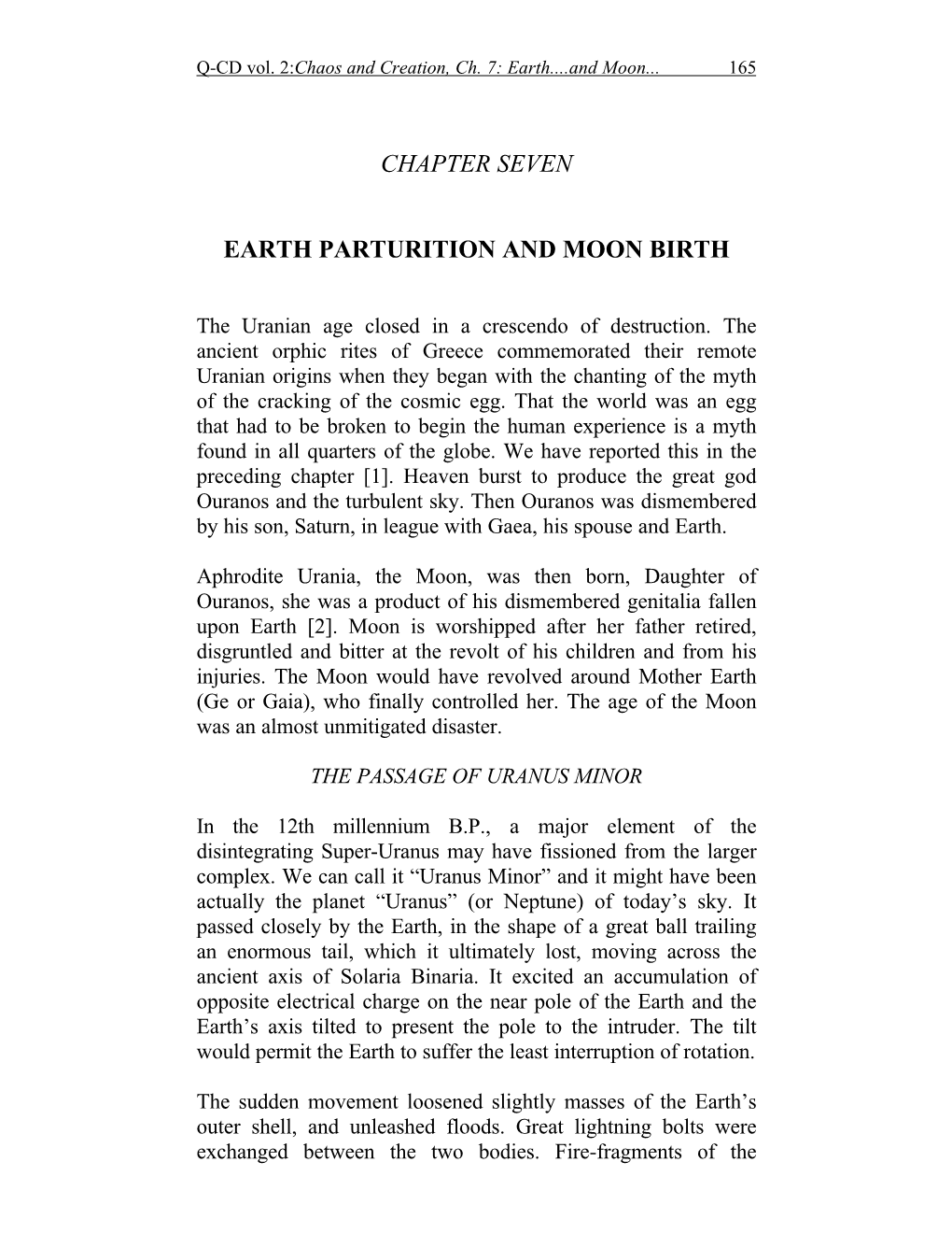 Chapter Seven Earth Parturition and Moon Birth