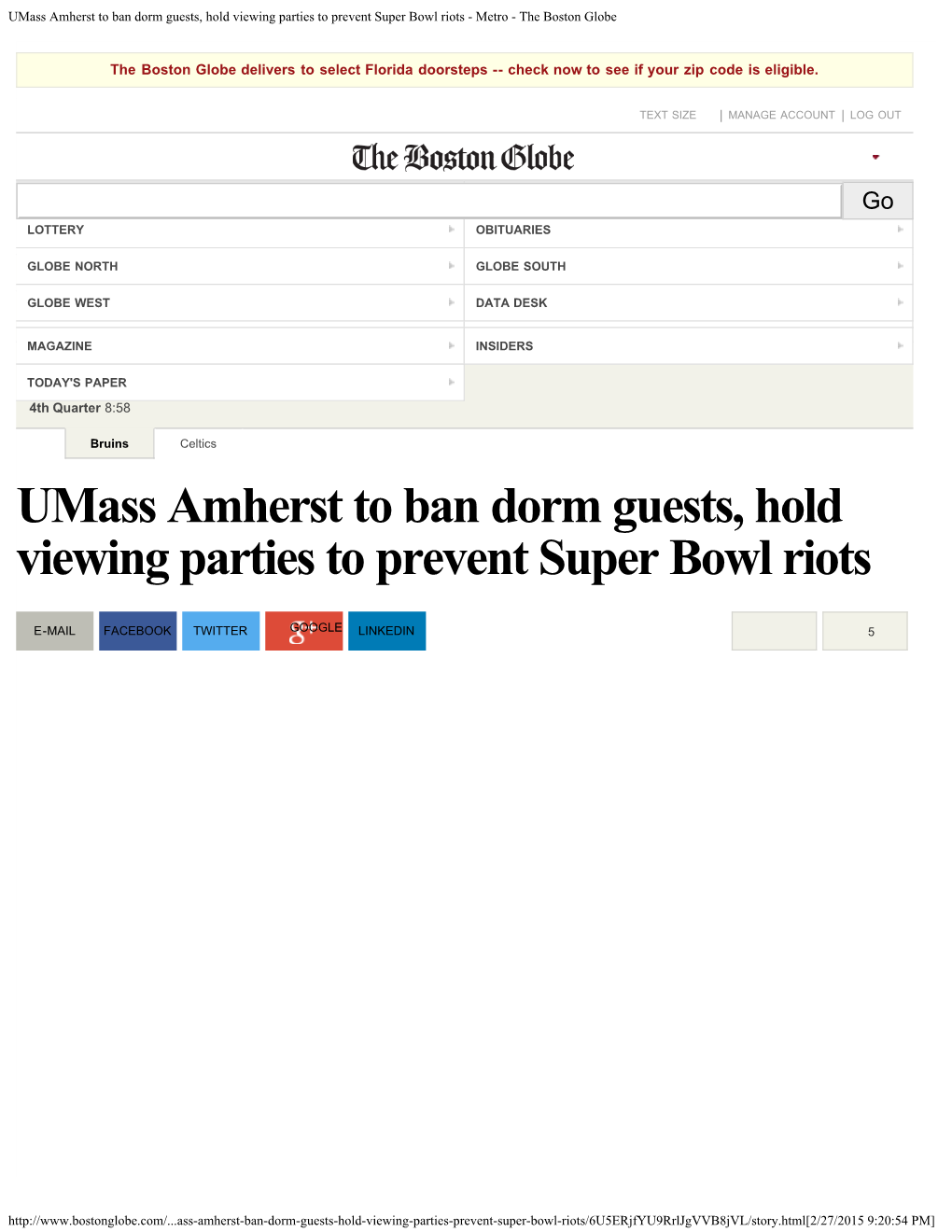 Umass Amherst to Ban Dorm Guests, Hold Viewing Parties to Prevent Super Bowl Riots - Metro - the Boston Globe