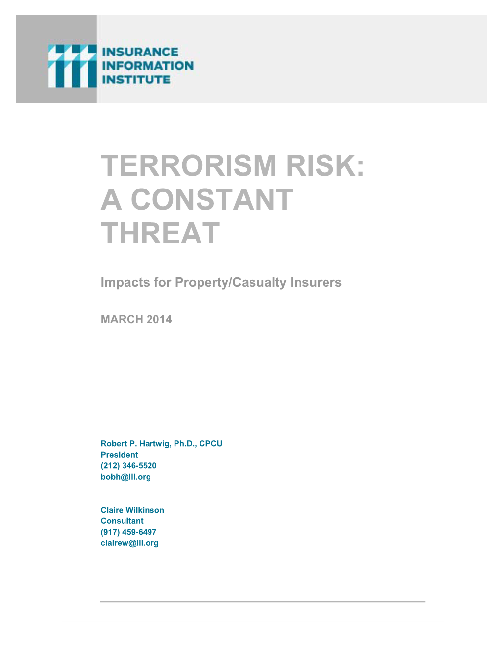 Terrorism Risk: a Constant Threat