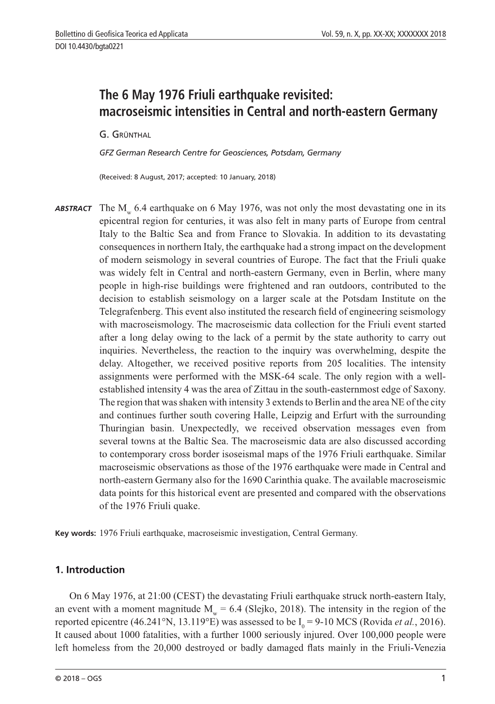 The 6 May 1976 Friuli Earthquake Revisited: Macroseismic Intensities in Central and North-Eastern Germany