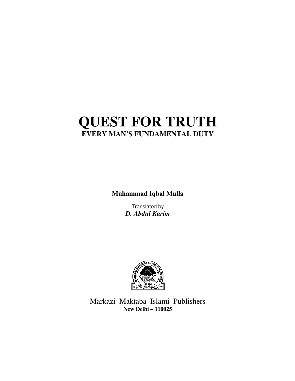 Quest for Truth Every Man’S Fundamental Duty