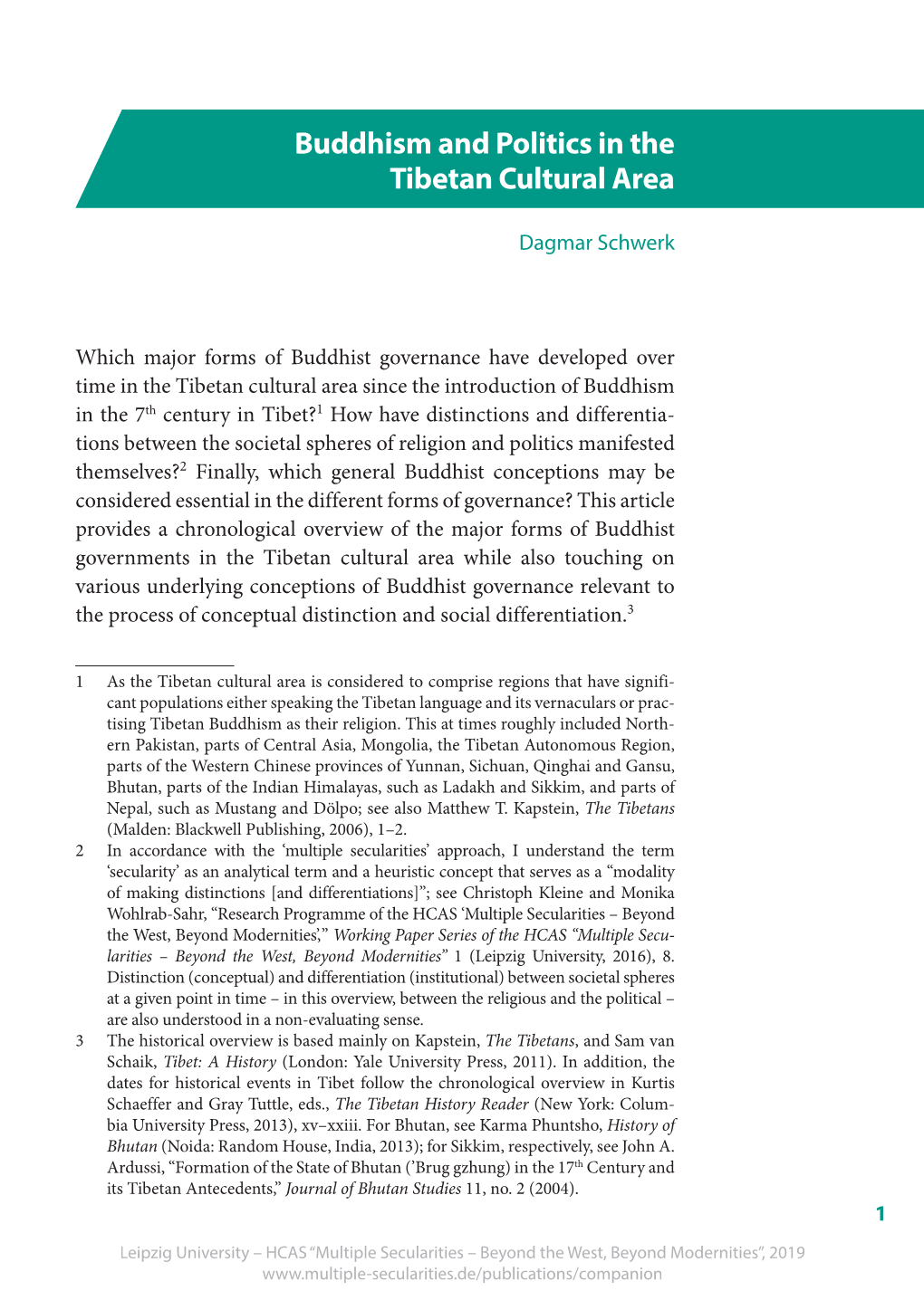 Buddhism and Politics in the Tibetan Cultural Area