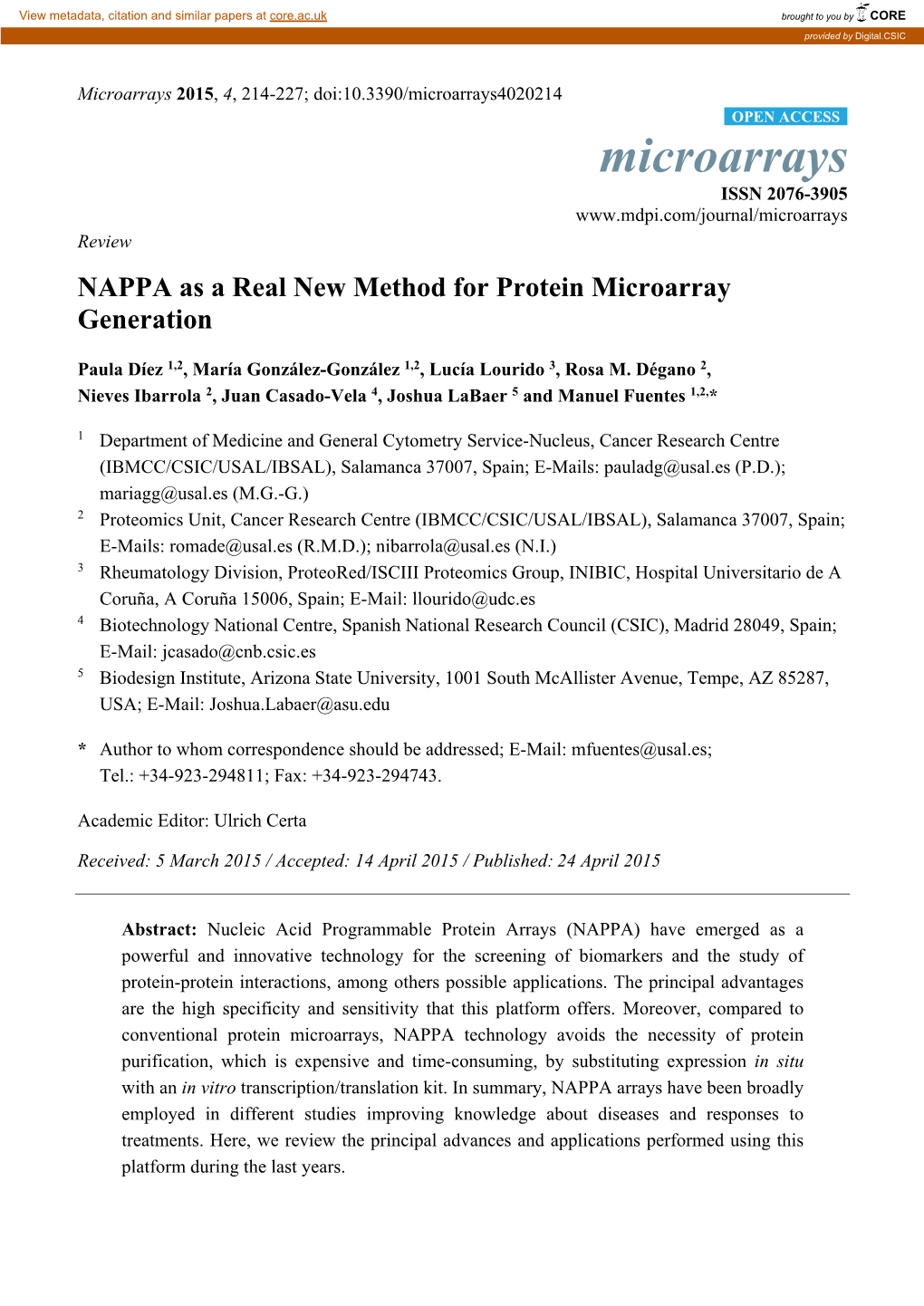 NAPPA As a Real New Method for Protein Microarray Generation