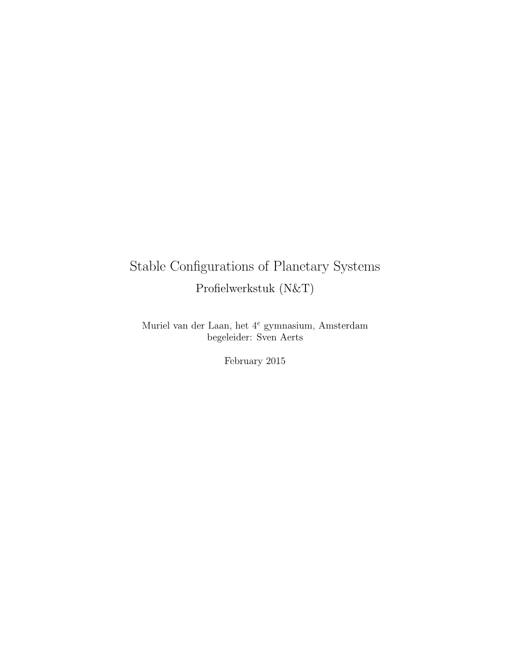 Stable Configurations of Planetary Systems