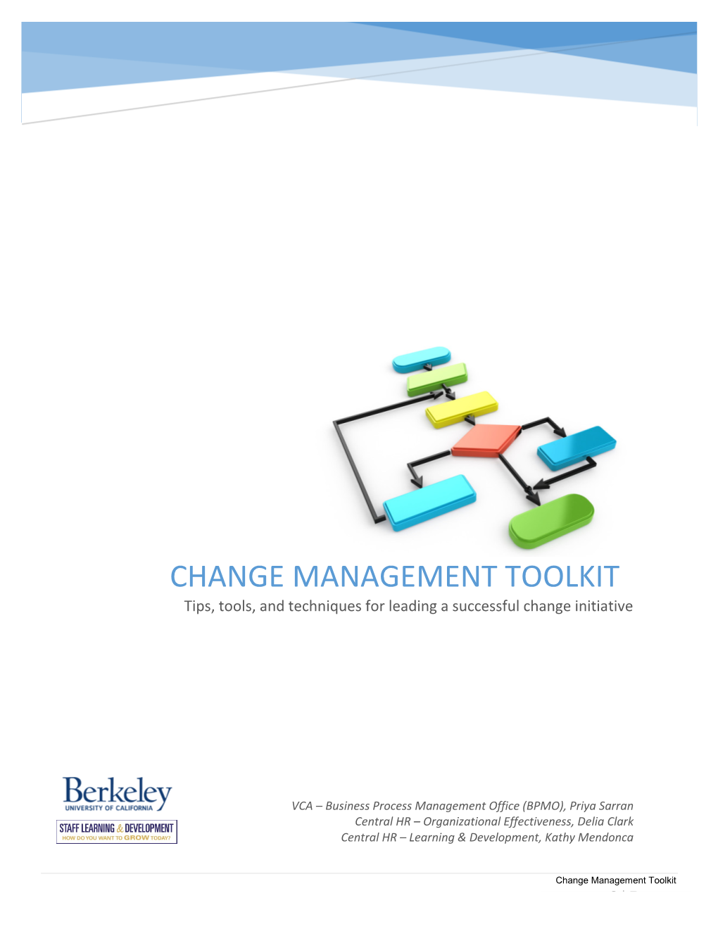 CHANGE MANAGEMENT TOOLKIT Tips, Tools, and Techniques for Leading a Successful Change Initiative