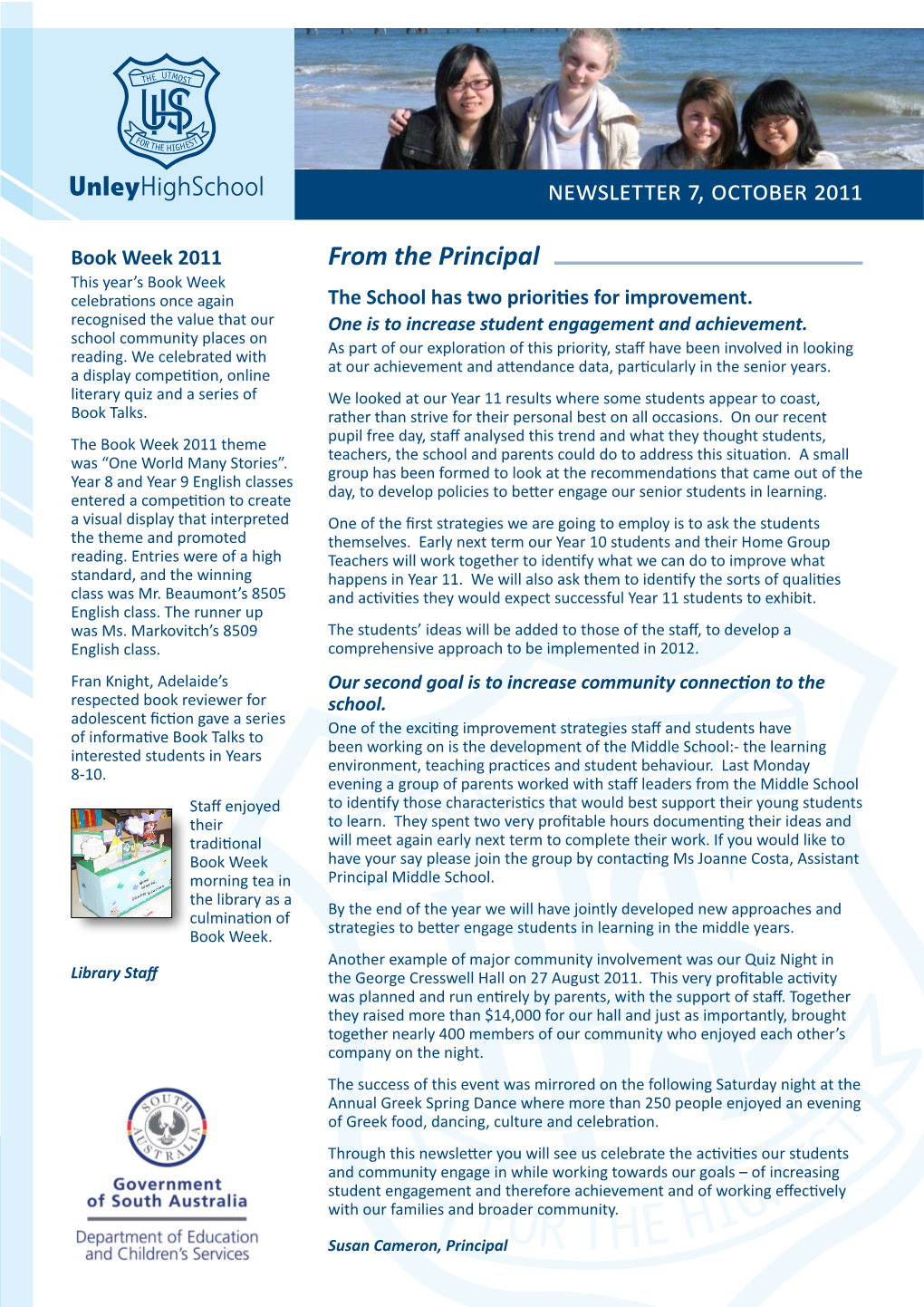 From the Principal. Newsletter 7, October 2011