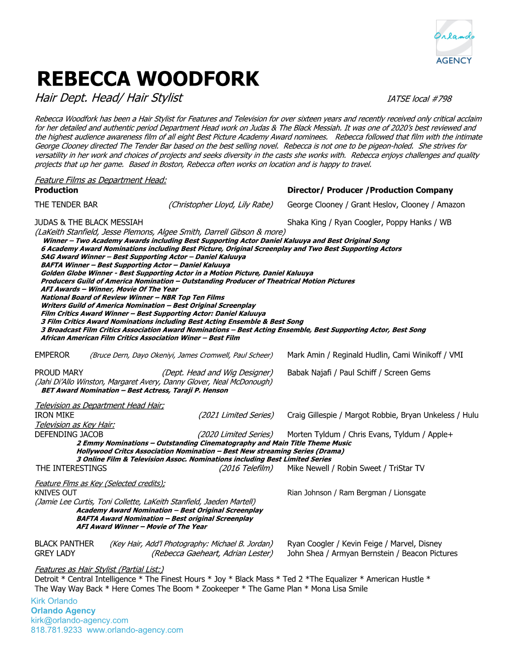 REBECCA WOODFORK Hair Dept