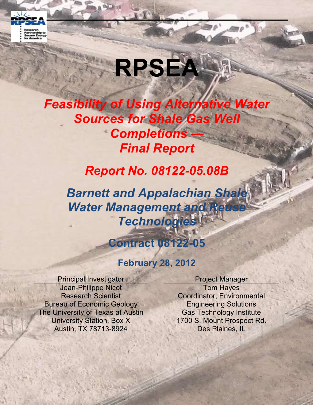 Feasibility of Using Alternative Water Sources for Shale Gas Well Completions — Final Report