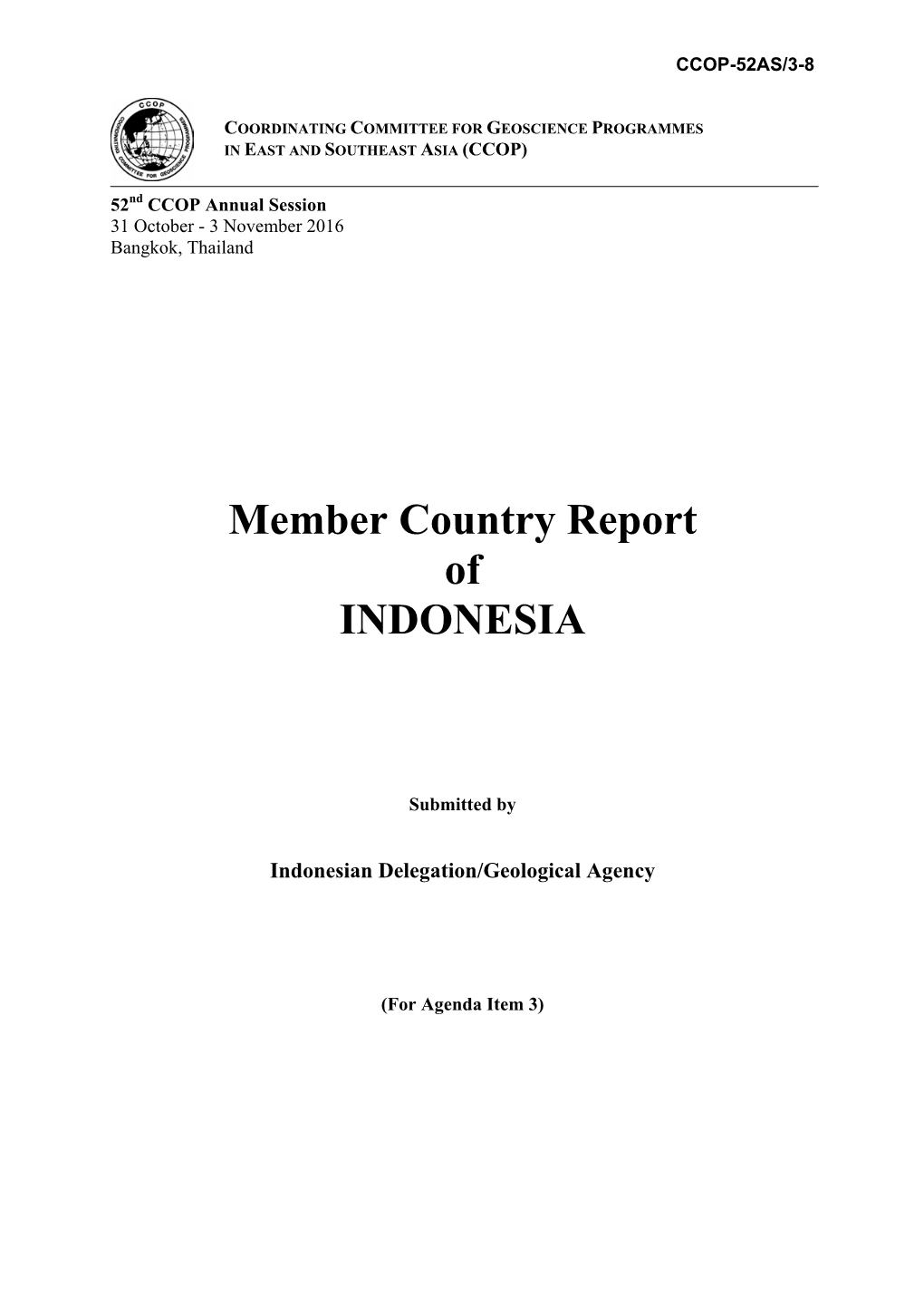 Member Country Report of INDONESIA