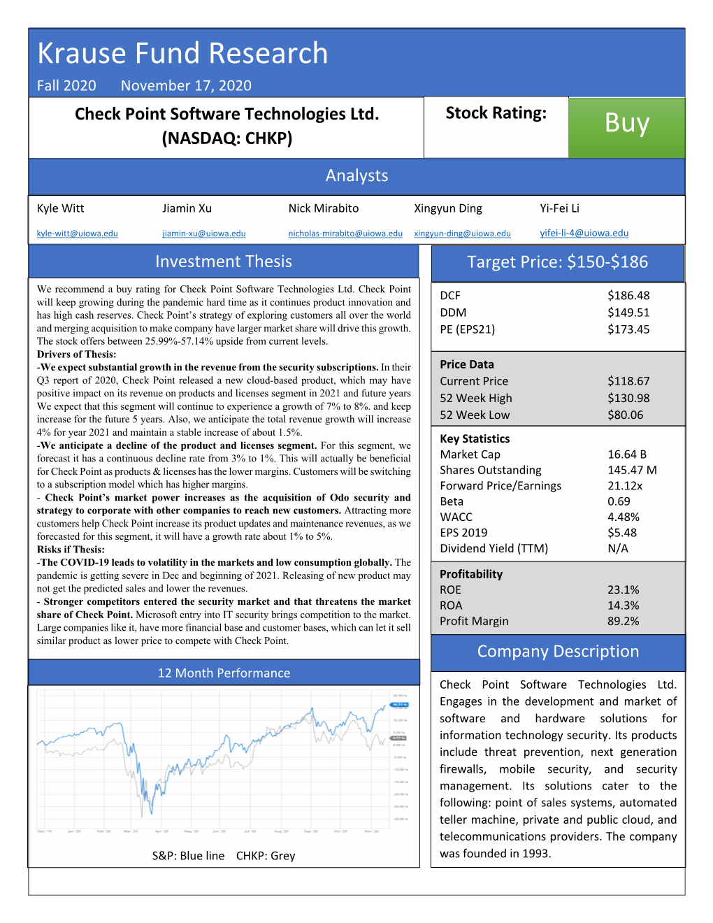 Check Point Software Technologies Ltd. Stock Rating: (NASDAQ: CHKP) Buy