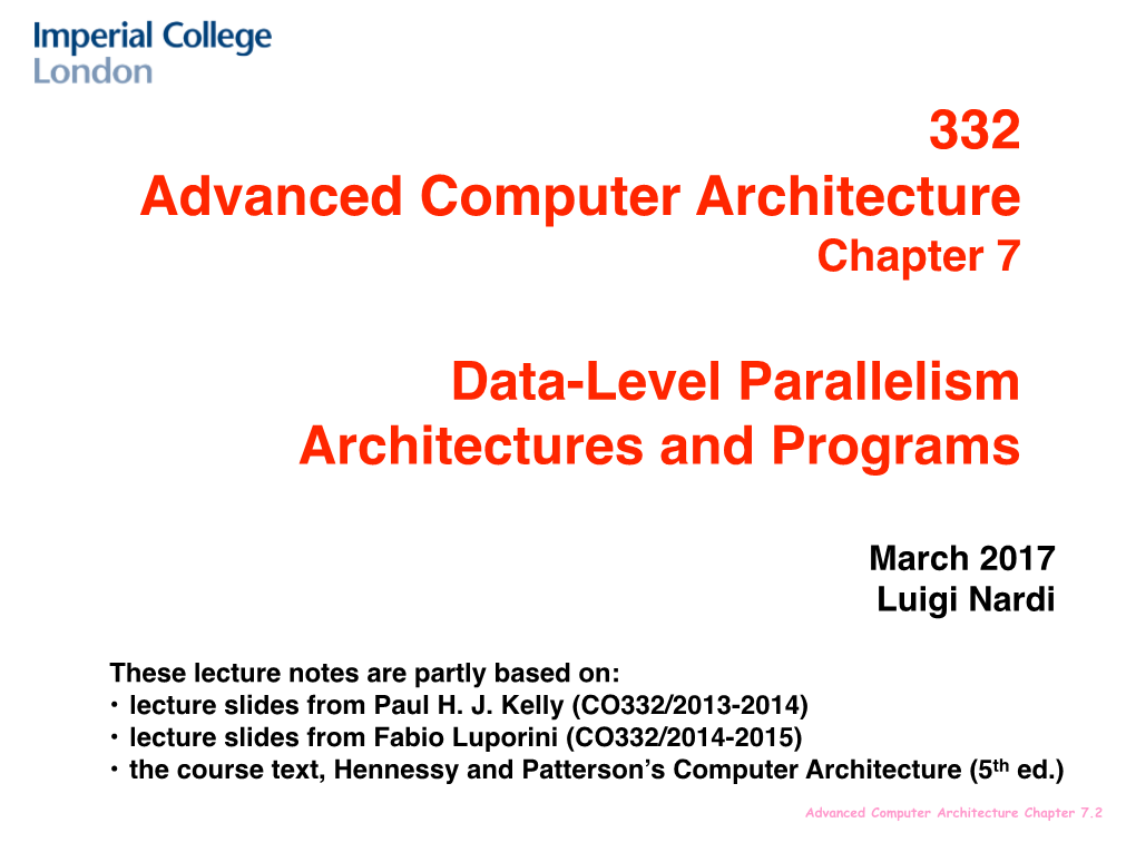 332 Advanced Computer Architecture Chapter 7