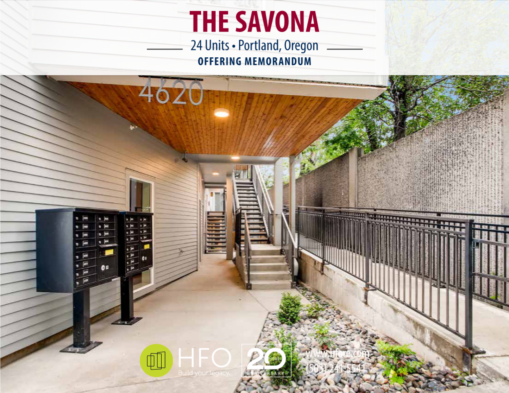 THE SAVONA 24 Units • Portland, Oregon OFFERING MEMORANDUM