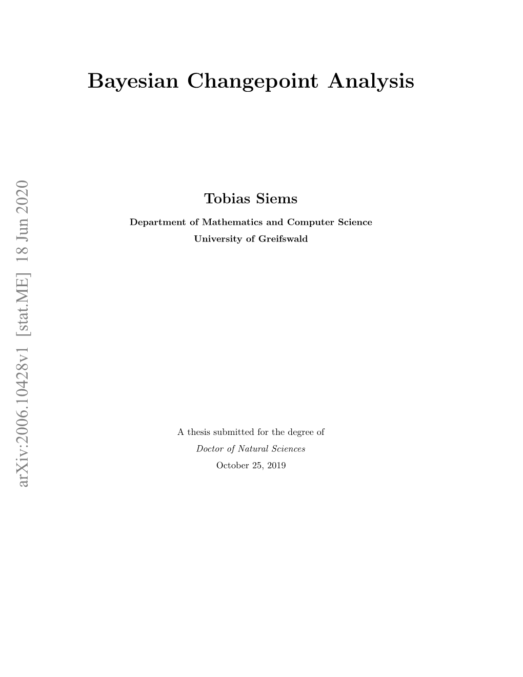 Bayesian Changepoint Analysis