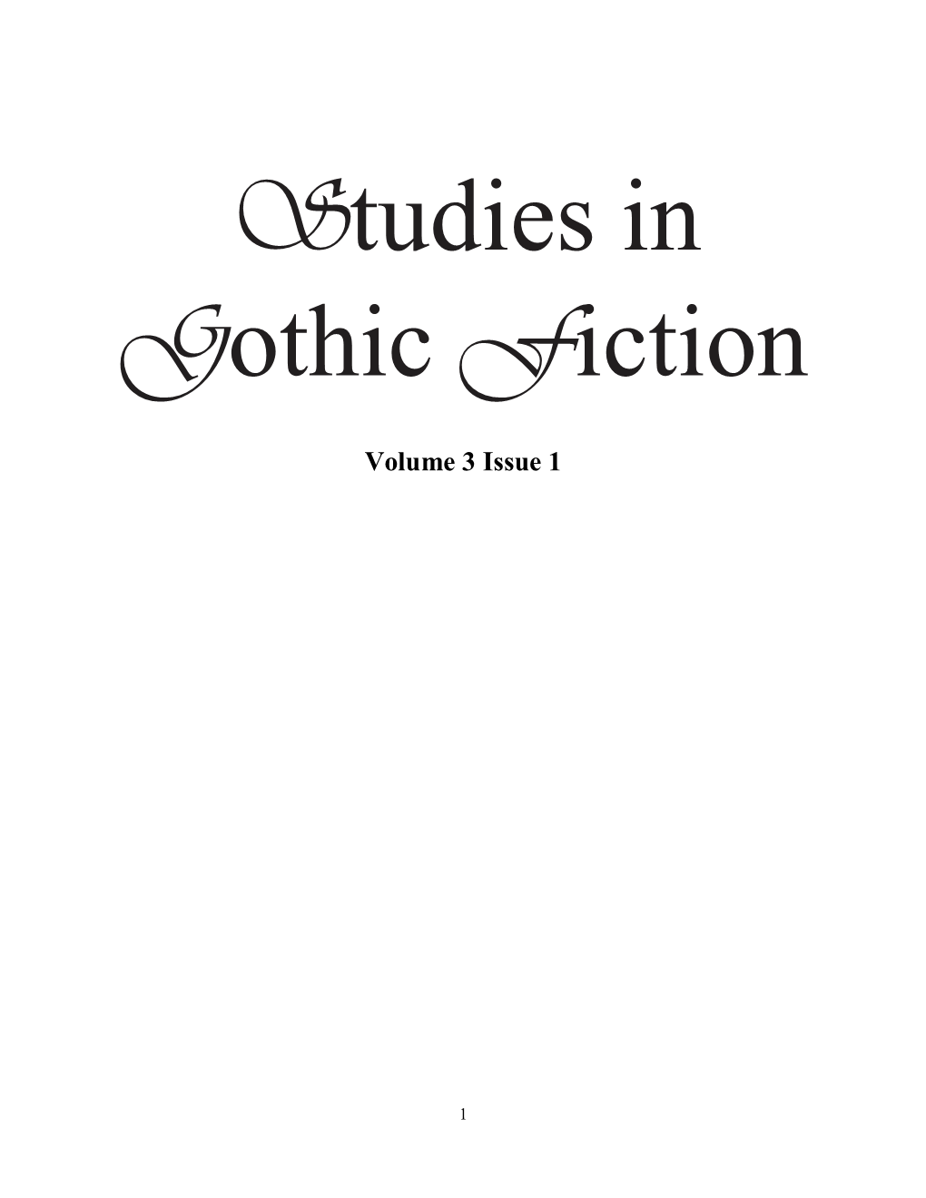 Studies in Gothic Fiction