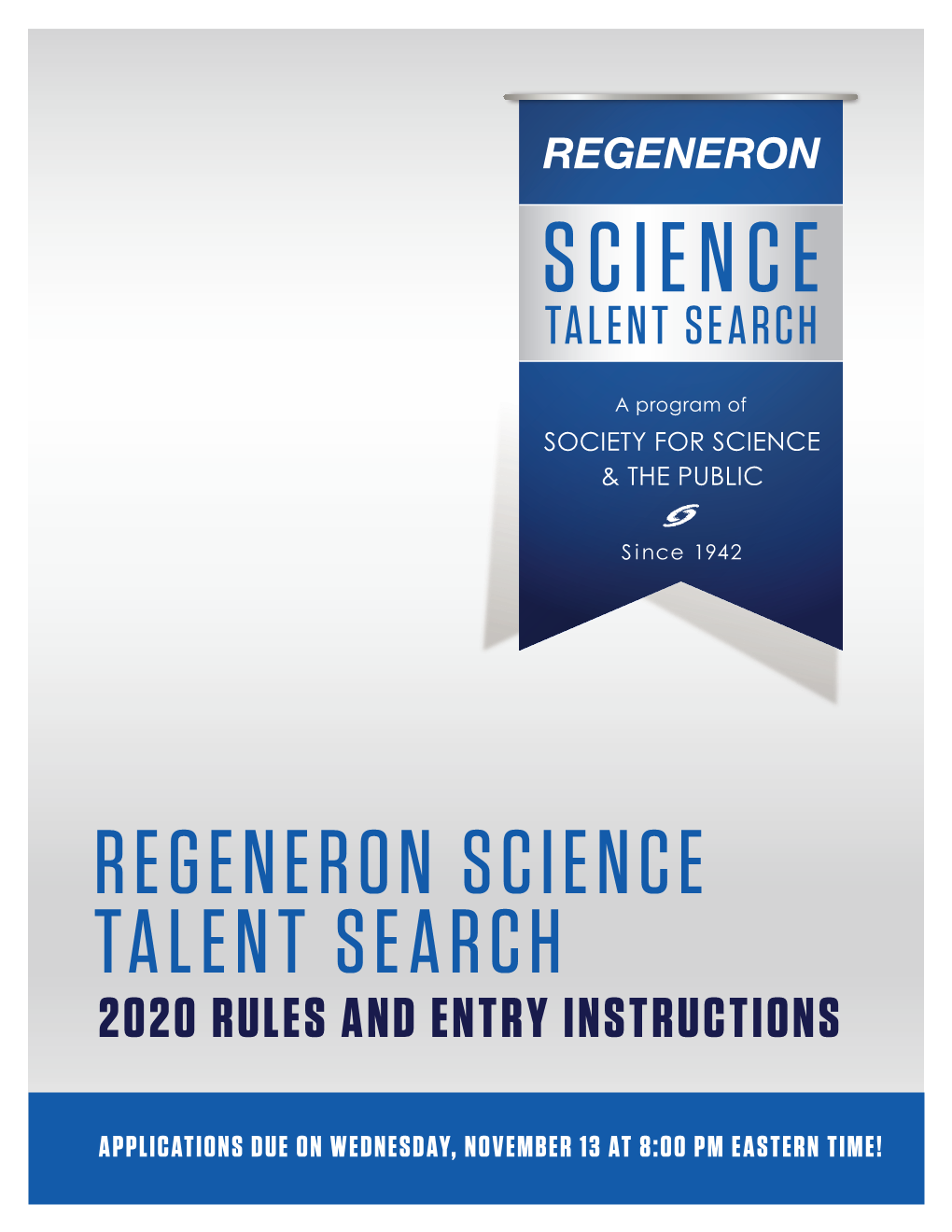 Regeneron Science Talent Search 2020 Rules and Entry Instructions