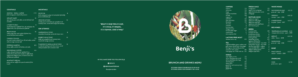 Brunch and Drinks Menu