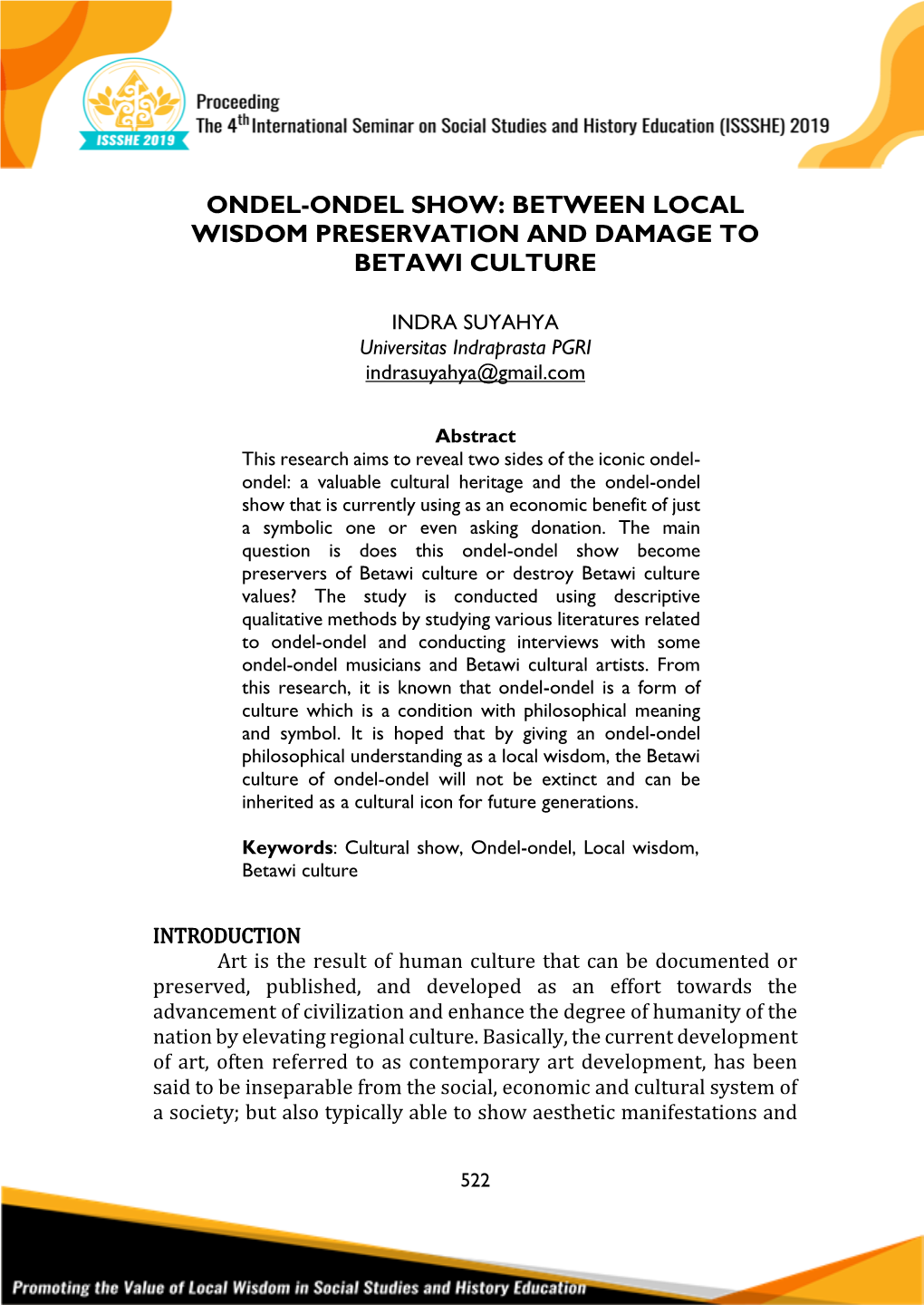 Between Local Wisdom Preservation and Damage to Betawi Culture