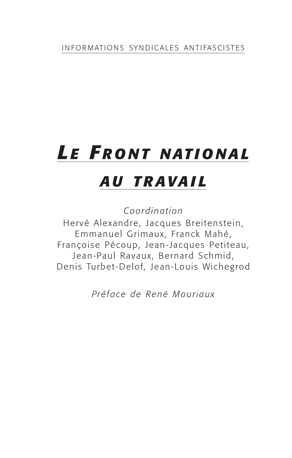 Le Front National Au Travail