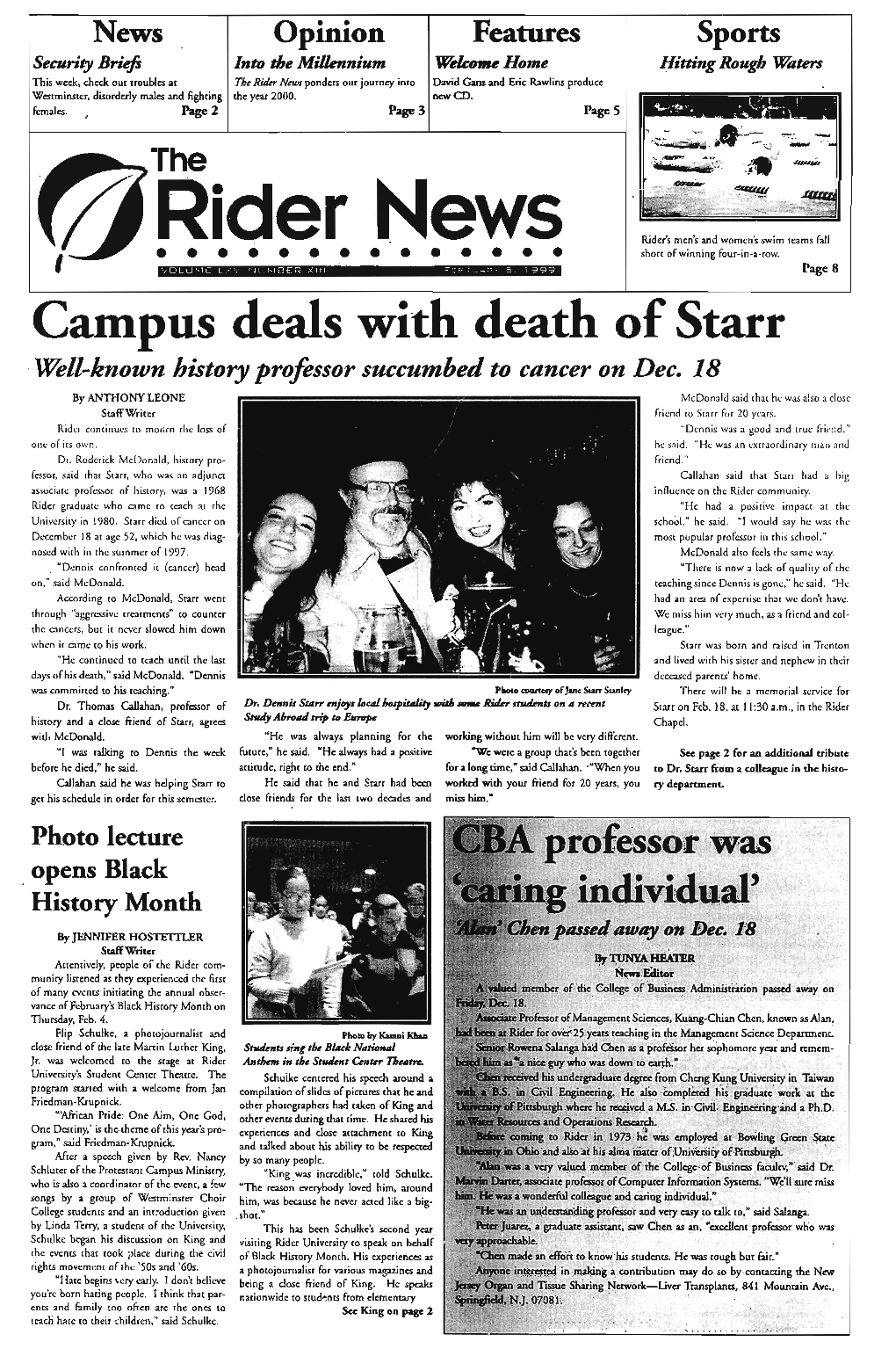 Campus Deals with Death of Starr .Well-Known History Professor Succumbed to Cancer on Dec