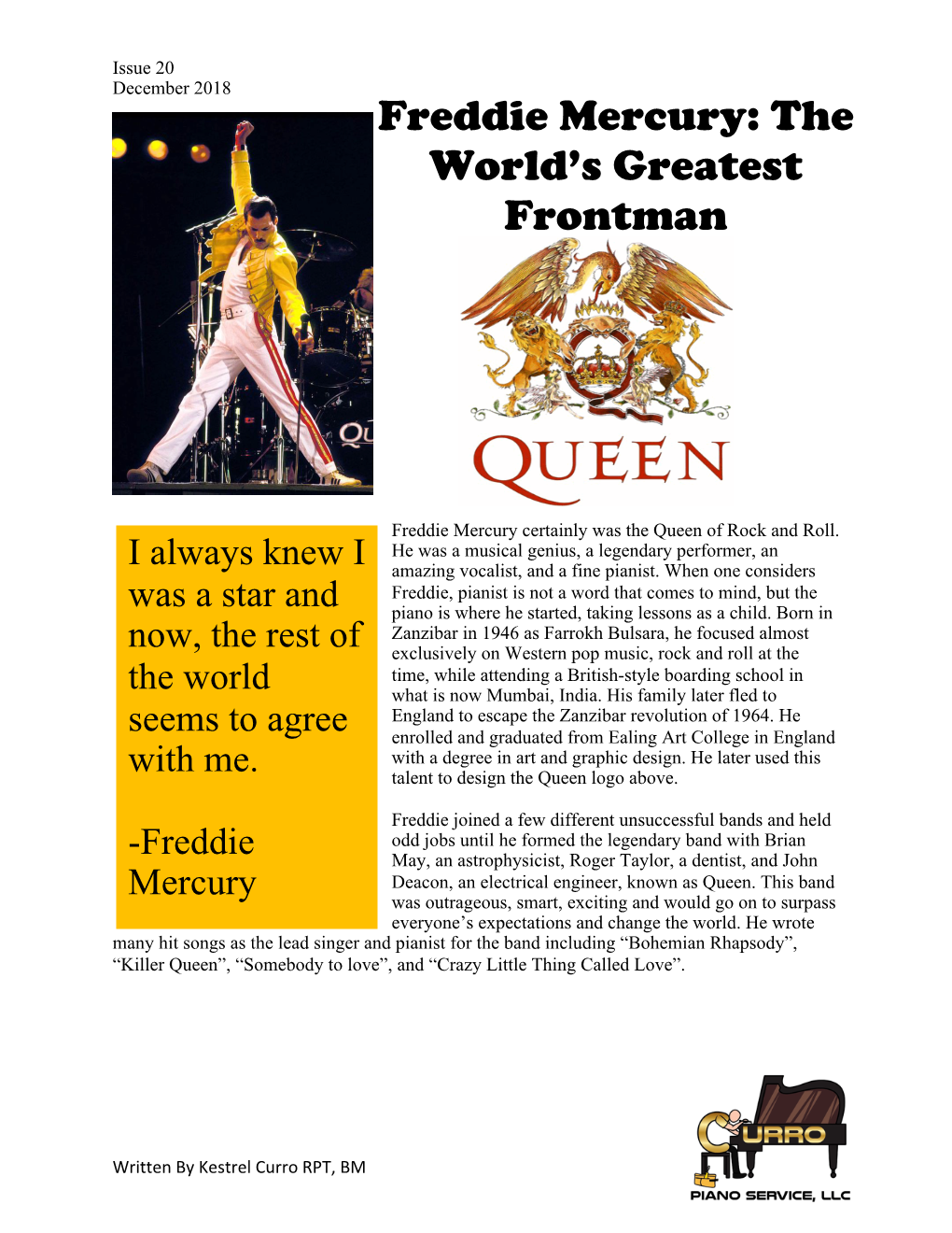 Freddie Mercury: the World's Greatest Frontman