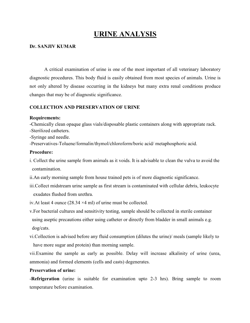 Urine Analysis