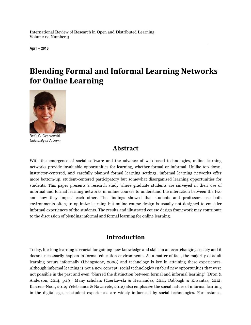 Blending Formal and Informal Learning Networks for Online Learning