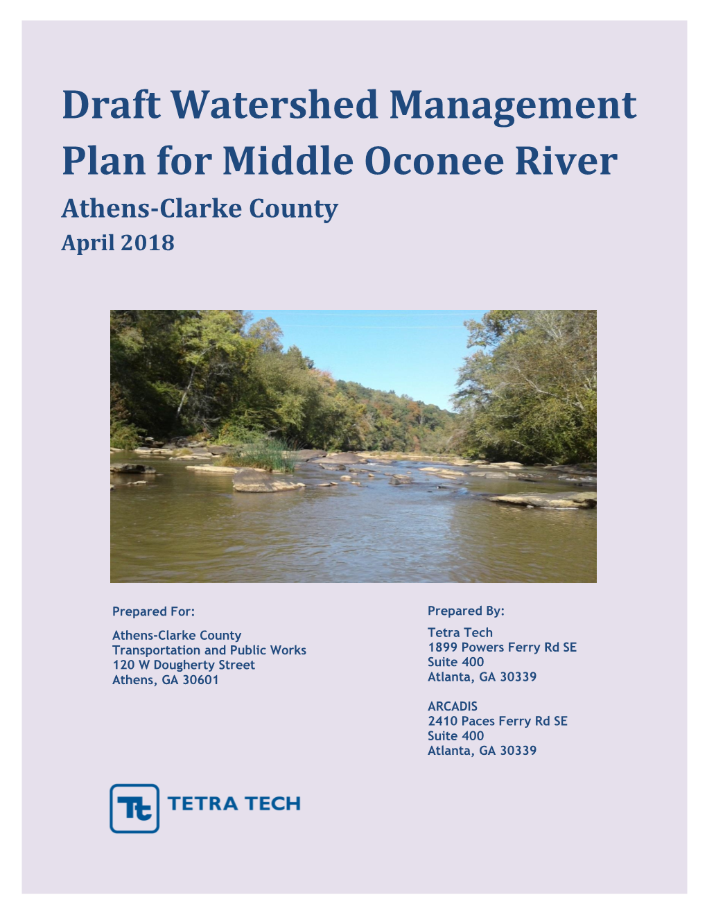 Draft Watershed Management Plan for Middle Oconee River