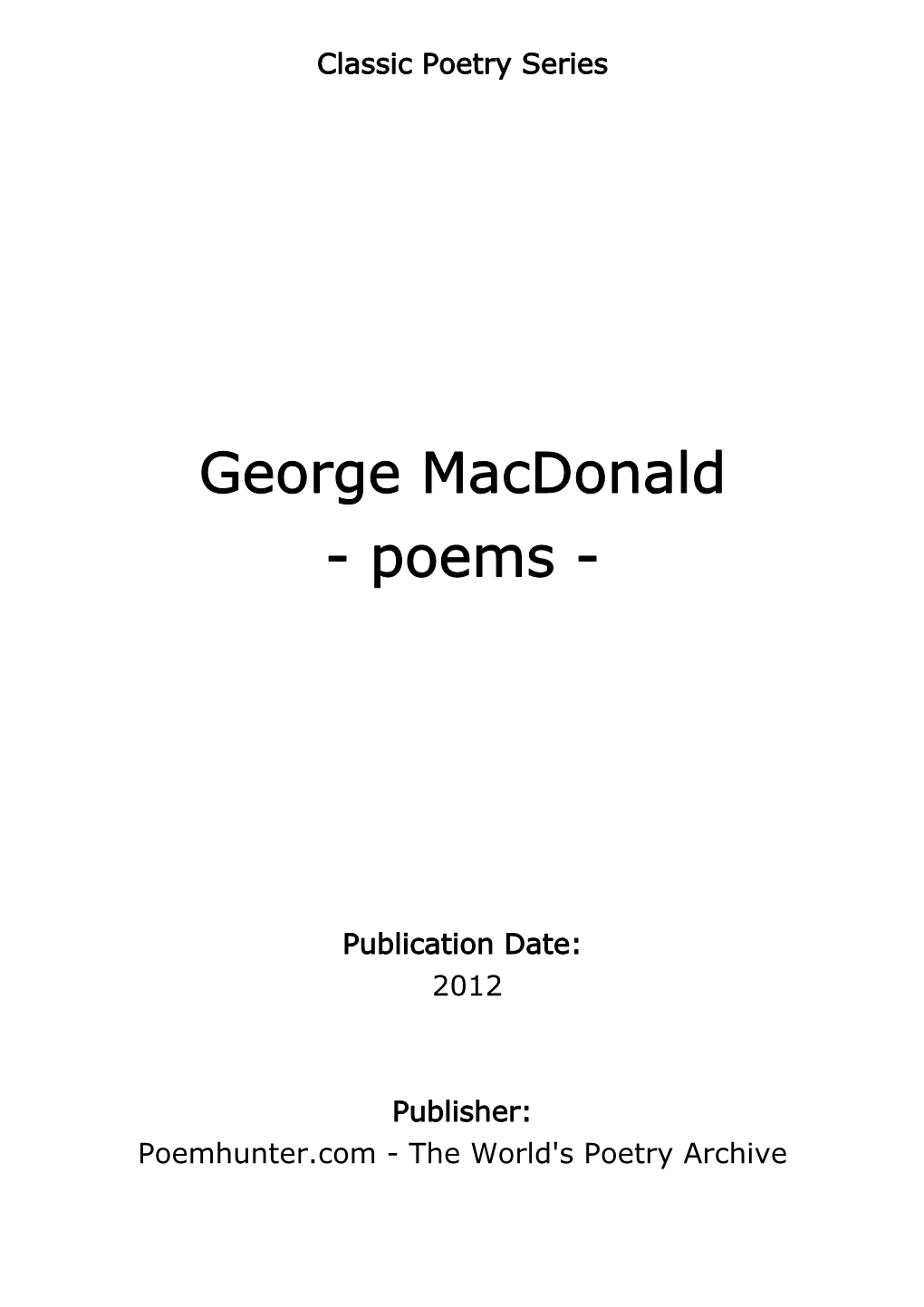 George Macdonald - Poems