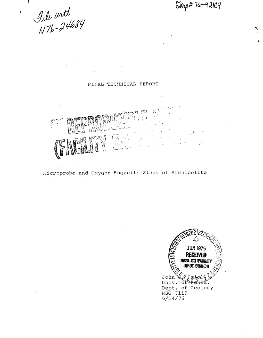 FINAL TECHNICAL REPORT Liicropro.Be and Oxygen Fugacity