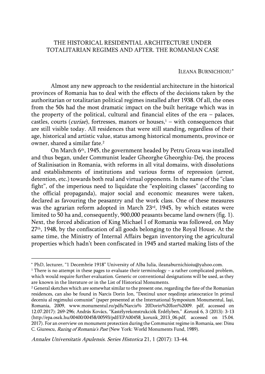 Historical Residential Architecture Under Totalitarian Regimes and After